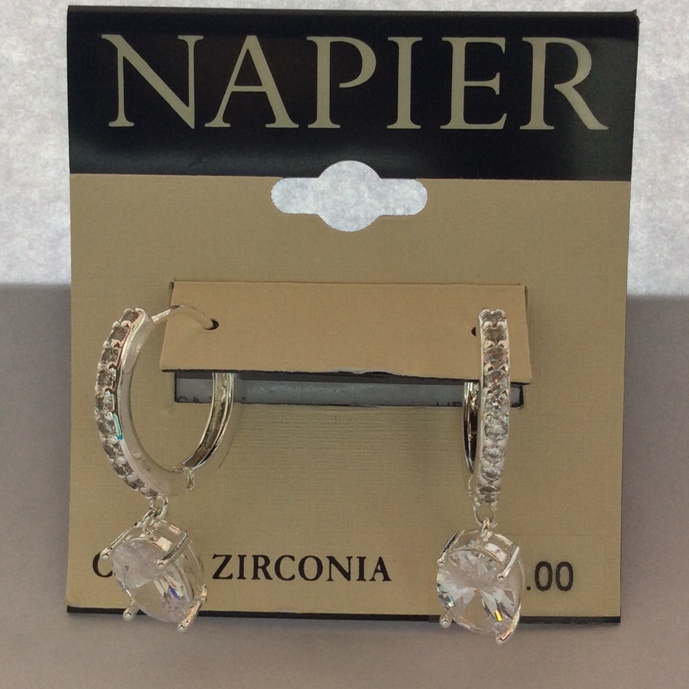NAPIER hoop cubic zirconia earings .